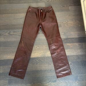 GAP Leather Boot Cut Pants in Deep Brown